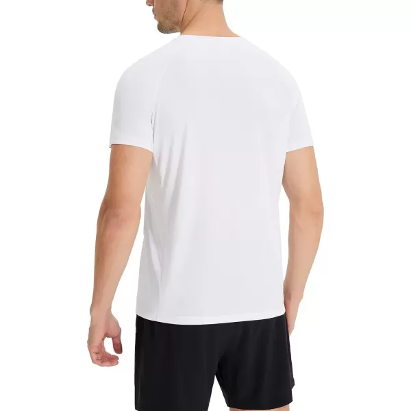 BALEAF Mens Running Workout Shirts Sun Protection UPF 50 Athletic Tops Short Sleeve Dry Fit Gym TShirt Mesh BreathableWhite