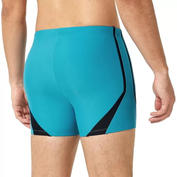 BALEAF Mens Square Leg Athletic Swim Jammers Durable Training Splice Team SwimsuitAqua Blue