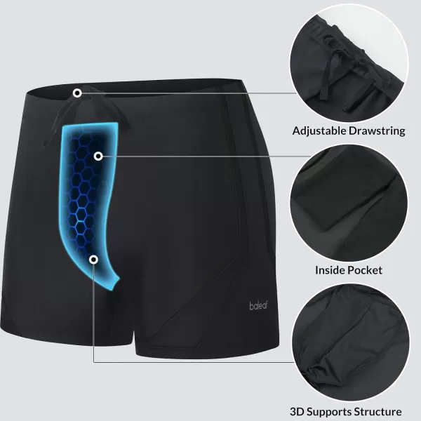 BALEAF Mens Square Leg Athletic Swim Jammers Durable Training Splice Team SwimsuitBlack