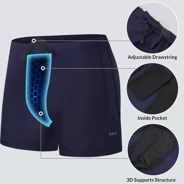 BALEAF Mens Square Leg Athletic Swim Jammers Durable Training Splice Team SwimsuitDark Blue