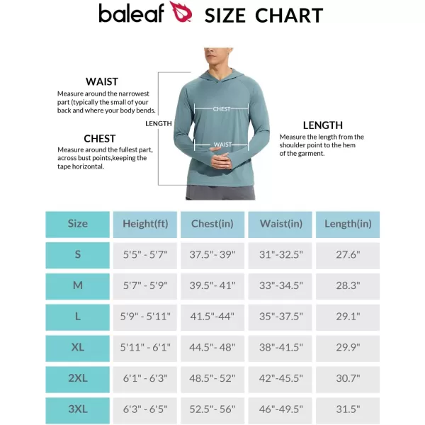 BALEAF Mens Sun Protection Hoodie Shirt UPF 50 Long Sleeve UV SPF TShirts Rash Guard Fishing Swimming LightweightStyle 2glacier Blue Heather