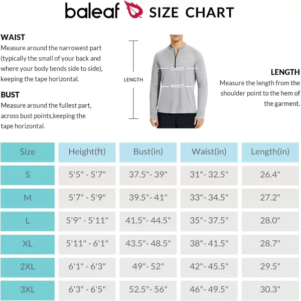 BALEAF Mens Sun Shirts UPF 50 Rash Guard Long Sleeve 14 Zip SPF UV Protection Lightweight Quick DryGrey