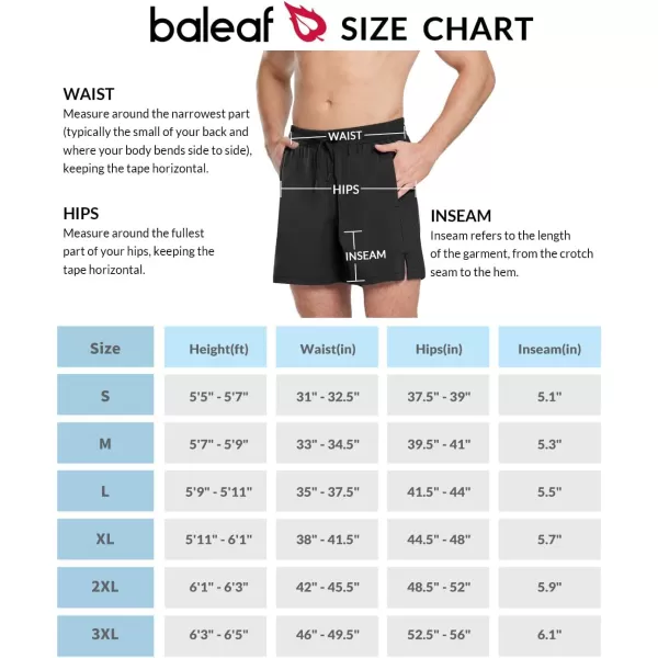 BALEAF Mens Swim Trunks 55  7  9 Inch Board Shorts with Compression Liner Quick Dry Swim Shorts with Zipper PocketsBlack