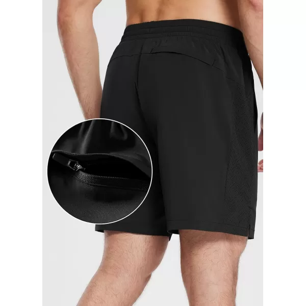 BALEAF Mens Swim Trunks 55  7  9 Inch Board Shorts with Compression Liner Quick Dry Swim Shorts with Zipper PocketsBlack