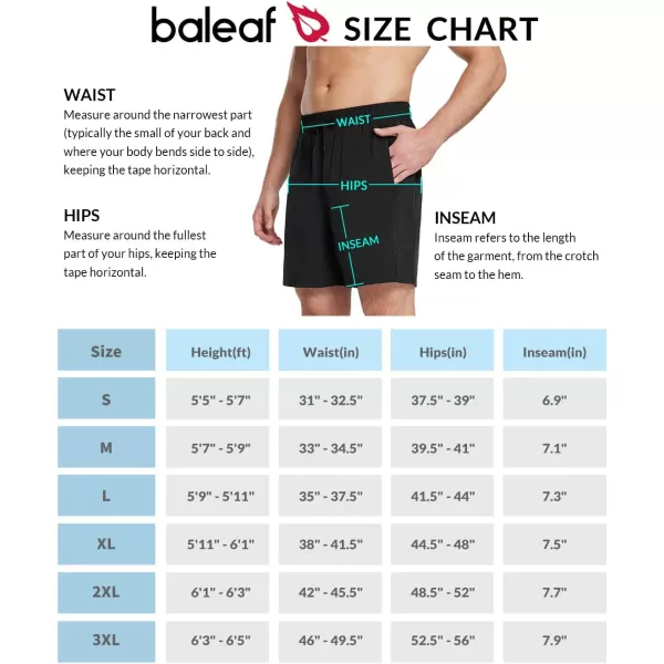 BALEAF Mens Swim Trunks 55  7  9 Inch Board Shorts with Compression Liner Quick Dry Swim Shorts with Zipper PocketsBlack