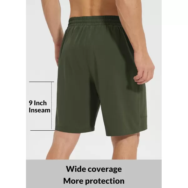 BALEAF Mens Swim Trunks 55  7  9 Inch Board Shorts with Compression Liner Quick Dry Swim Shorts with Zipper PocketsDark Green