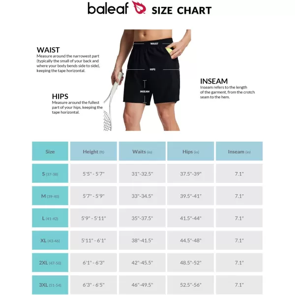 BALEAF Mens Tennis Shorts 7 Workout Running Ball Pockets Quick Dry No LinerBlack