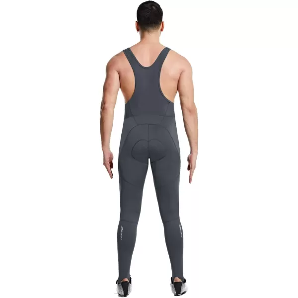 BALEAF Mens Winter Cycling Bib Pants 4D Padded Thermal Water Resistant Bike Tights Cold Weather Warm PocketsGray