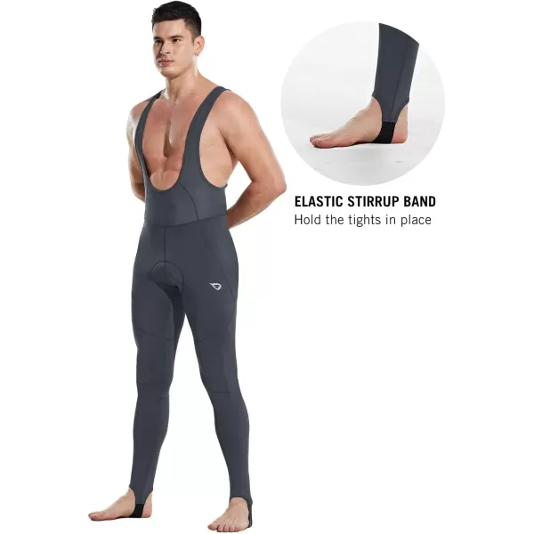 BALEAF Mens Winter Cycling Bib Pants 4D Padded Thermal Water Resistant Bike Tights Cold Weather Warm PocketsGray