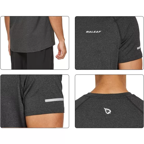 BALEAF Mens Workout Running Shirts Short Sleeve Athletic TShirt Quick DryA014heather Black