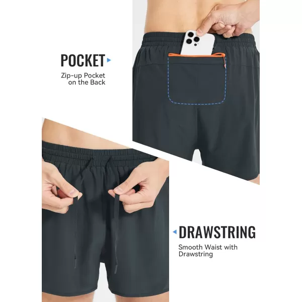 BALEAF Mens Workout Shorts 3 Inch Quick Dry Running Shorts with Zipper Pocket Packable Athletic GymGrey