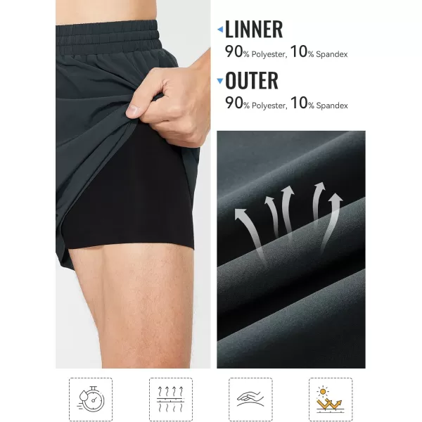 BALEAF Mens Workout Shorts 3 Inch Quick Dry Running Shorts with Zipper Pocket Packable Athletic GymGrey