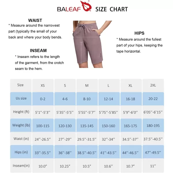 BALEAF Womens 10 Bermuda Shorts Knee Length Long Shorts with Zipper Pockets for Summer CasualBlack