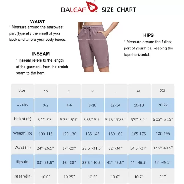 BALEAF Womens 10 Bermuda Shorts Knee Length Long Shorts with Zipper Pockets for Summer CasualBlack