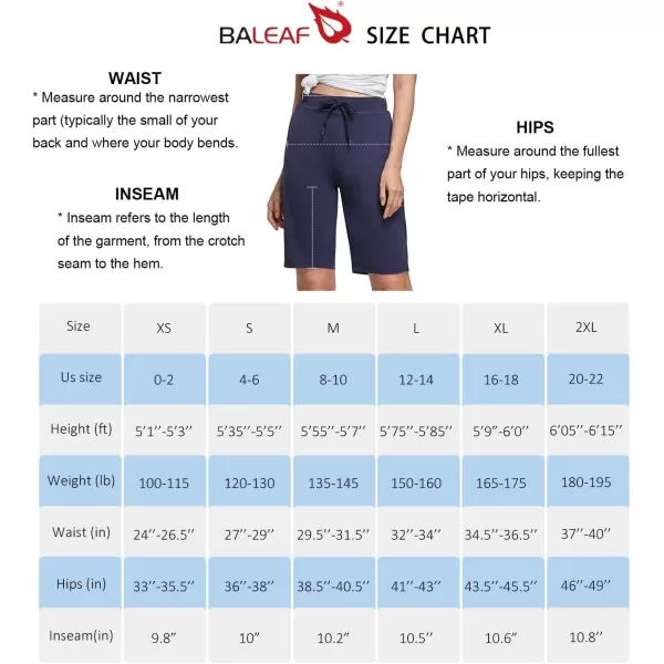 BALEAF Womens 10 Bermuda Shorts Knee Length Long Shorts with Zipper Pockets for Summer CasualBlacknew