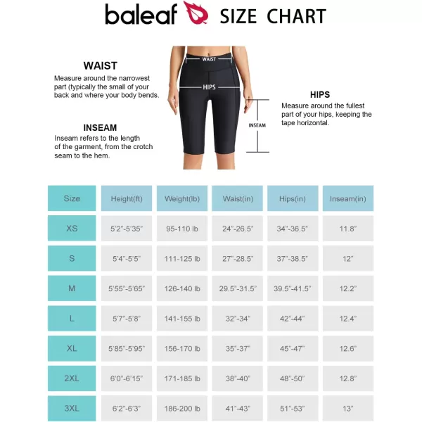 BALEAF Womens 1228 Long Swim Shorts Swim Pants Upf50 High Waisted Swim Capris with PocketsBlack