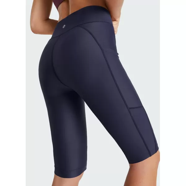 BALEAF Womens 1228 Long Swim Shorts Swim Pants Upf50 High Waisted Swim Capris with PocketsNavy