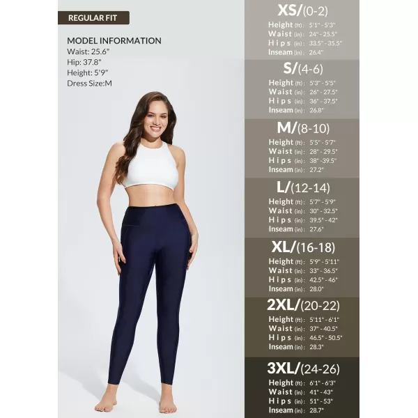 BALEAF Womens 1228 Long Swim Shorts Swim Pants Upf50 High Waisted Swim Capris with PocketsNavy