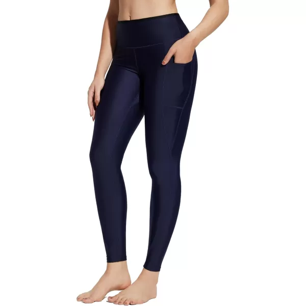 BALEAF Womens 1228 Long Swim Shorts Swim Pants Upf50 High Waisted Swim Capris with PocketsNavy