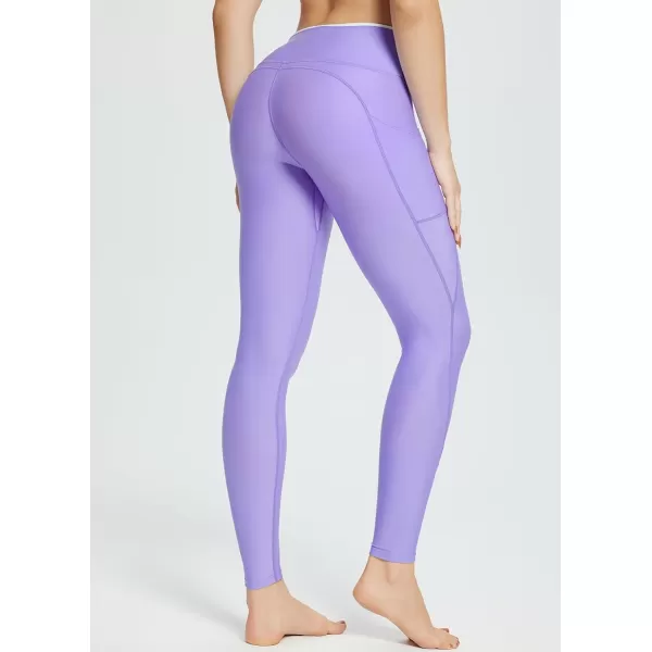 BALEAF Womens 1228 Long Swim Shorts Swim Pants Upf50 High Waisted Swim Capris with PocketsPurple
