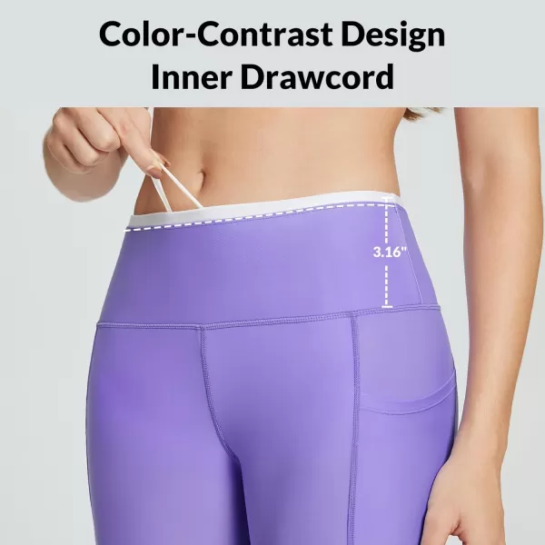 BALEAF Womens 1228 Long Swim Shorts Swim Pants Upf50 High Waisted Swim Capris with PocketsPurple