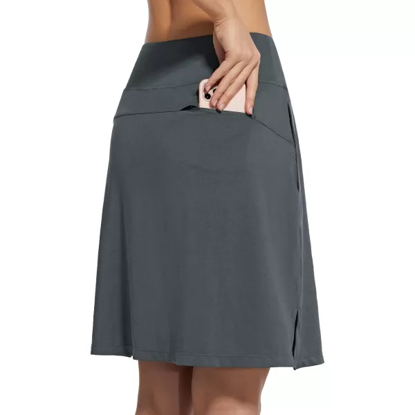 BALEAF Womens 20 Golf Skirts Knee Length Skorts Athletic Modest Long Acitive Casual Pockets UV Protection01gray