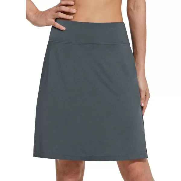 BALEAF Womens 20 Golf Skirts Knee Length Skorts Athletic Modest Long Acitive Casual Pockets UV Protection01gray