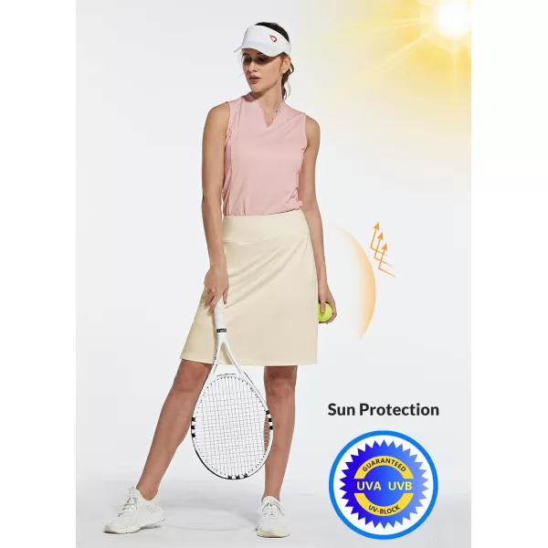 BALEAF Womens 20 Golf Skirts Knee Length Skorts Athletic Modest Long Acitive Casual Pockets UV Protection01khaki