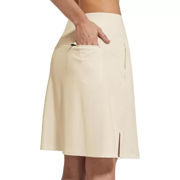 BALEAF Womens 20 Golf Skirts Knee Length Skorts Athletic Modest Long Acitive Casual Pockets UV Protection01khaki