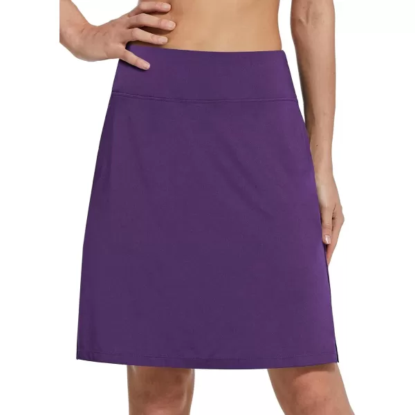 BALEAF Womens 20 Golf Skirts Knee Length Skorts Athletic Modest Long Acitive Casual Pockets UV Protection01purple