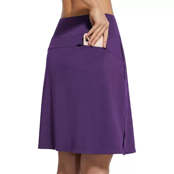 BALEAF Womens 20 Golf Skirts Knee Length Skorts Athletic Modest Long Acitive Casual Pockets UV Protection01purple