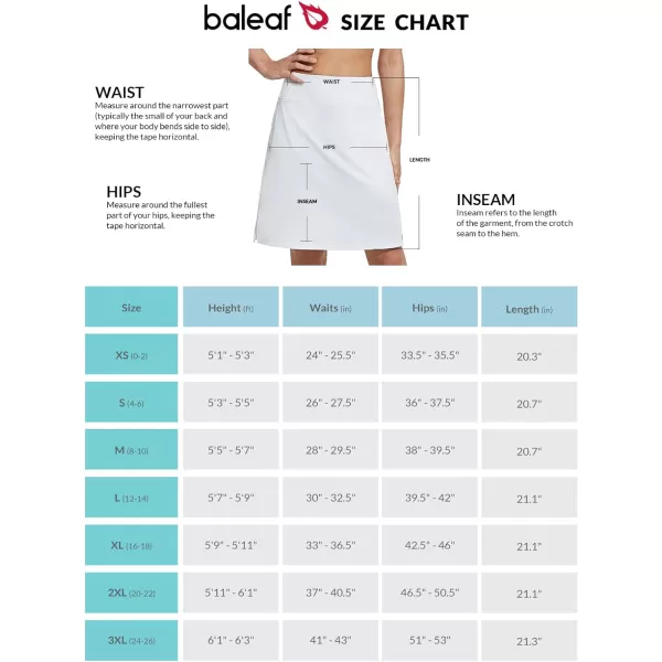 BALEAF Womens 20 Golf Skirts Knee Length Skorts Athletic Modest Long Acitive Casual Pockets UV Protection01white