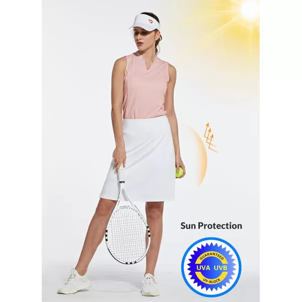 BALEAF Womens 20 Golf Skirts Knee Length Skorts Athletic Modest Long Acitive Casual Pockets UV Protection01white