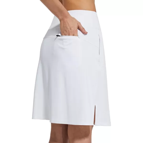 BALEAF Womens 20 Golf Skirts Knee Length Skorts Athletic Modest Long Acitive Casual Pockets UV Protection01white