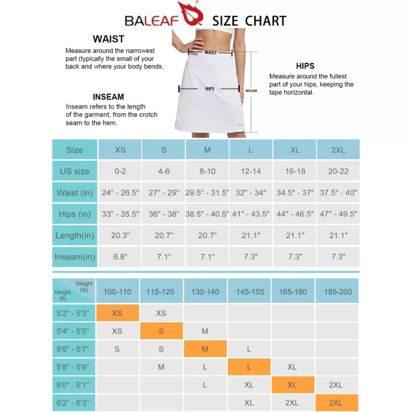 BALEAF Womens 20 Golf Skirts Knee Length Skorts Athletic Modest Long Acitive Casual Pockets UV Protection01white