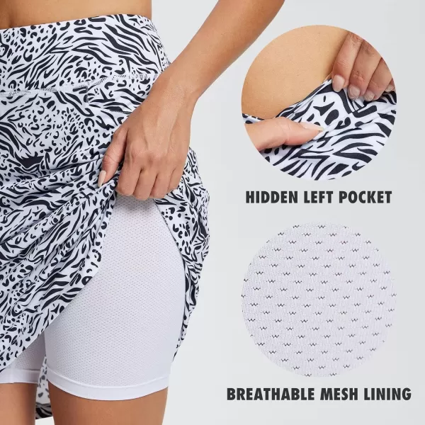 BALEAF Womens 20 Golf Skirts Knee Length Skorts Athletic Modest Long Acitive Casual Pockets UV Protection02white Leopard