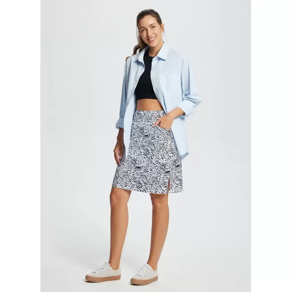 BALEAF Womens 20 Golf Skirts Knee Length Skorts Athletic Modest Long Acitive Casual Pockets UV Protection02white Leopard