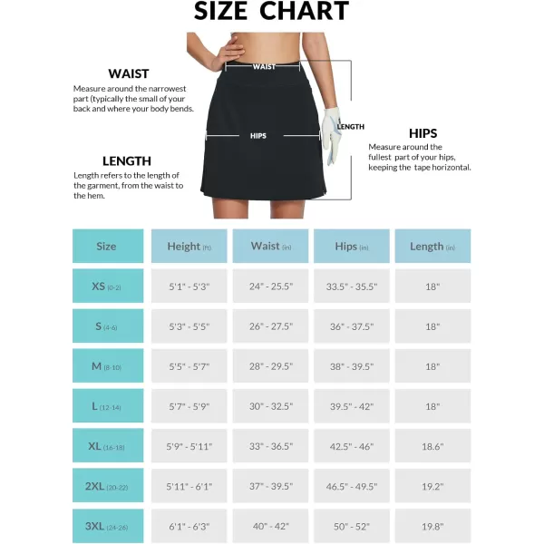 BALEAF Womens 20 Golf Skirts Knee Length Skorts Athletic Modest Long Acitive Casual Pockets UV Protection03black