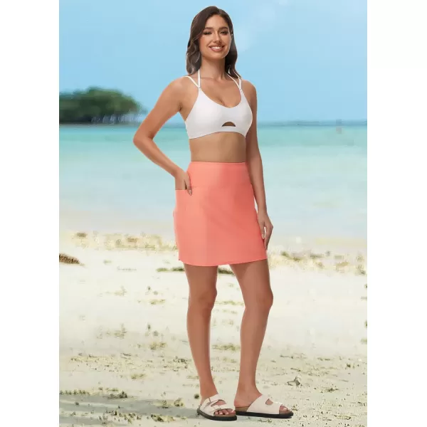 BALEAF Womens 2024 17 Swim Skirt Bottoms High Waisted Modest Bathing Suit Skirt Tummy Control Swim BottomsScorched Red