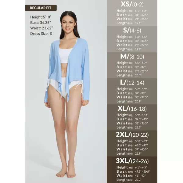 BALEAF Womens 2024 UPF 50 Cropped Cover Up Cardigan Tie Front Lightweight Summer Sun Wrap SPF Shirts Beach OutdoorBlue