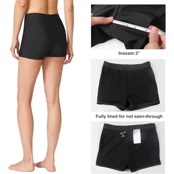 BALEAF Womens 3 6 8 High Waisted Swim Shorts Tummy Control Swimsuits Bottoms Modest Board Shorts UPF 503 Inch Black