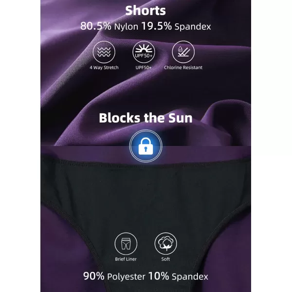 BALEAF Womens 3 6 8 High Waisted Swim Shorts Tummy Control Swimsuits Bottoms Modest Board Shorts UPF 50Purple