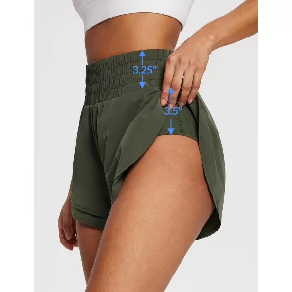 BALEAF Womens 3 Worktout Shorts High Waisted Athletic Running Shorts with Liner Workout Sports Lightweight Quick DryAgreen