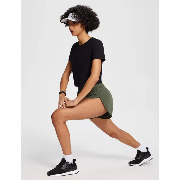 BALEAF Womens 3 Worktout Shorts High Waisted Athletic Running Shorts with Liner Workout Sports Lightweight Quick DryAgreen