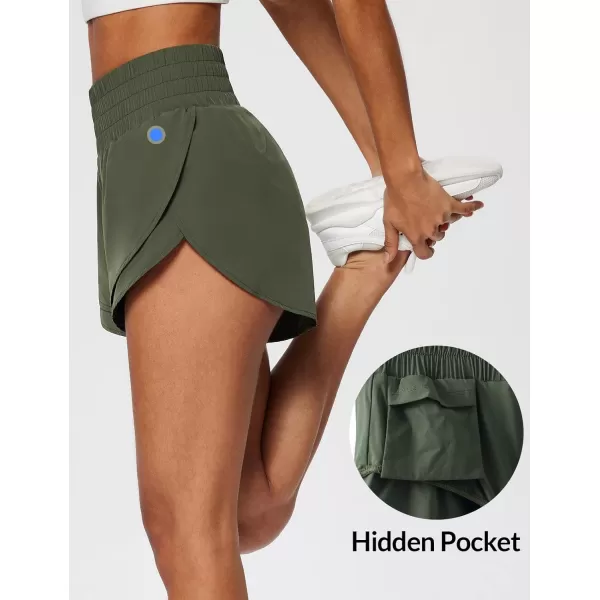 BALEAF Womens 3 Worktout Shorts High Waisted Athletic Running Shorts with Liner Workout Sports Lightweight Quick DryAgreen