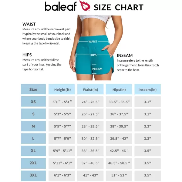 BALEAF Womens 35 High Waisted Swim Board Shorts Quick Dry Swimsuits Bottoms Trunks with Pockets3 Inseam Aqua Blue