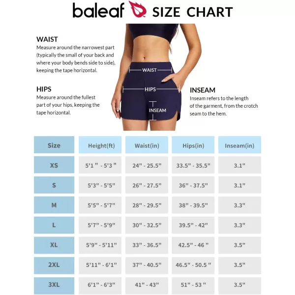 BALEAF Womens 35 High Waisted Swim Board Shorts Quick Dry Swimsuits Bottoms Trunks with Pockets3 Inseam Dark Blue