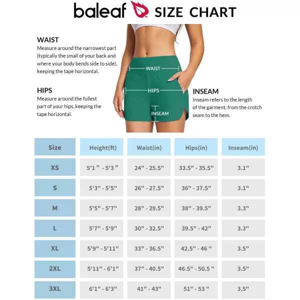 BALEAF Womens 35 High Waisted Swim Board Shorts Quick Dry Swimsuits Bottoms Trunks with Pockets3 Inseam Turquoise