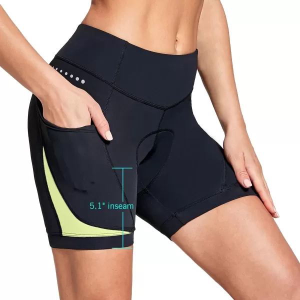 BALEAF Womens 4D Padded Bike Shorts Cycling Underwear with Pockets UPF50Green