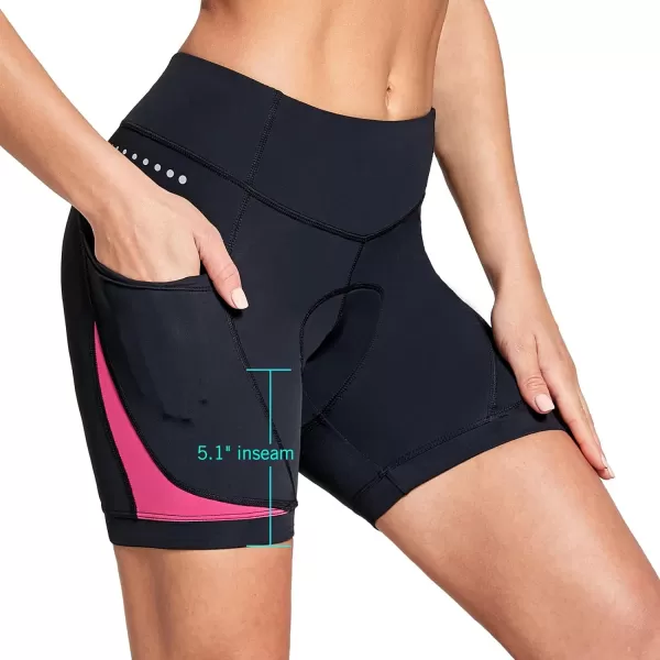 BALEAF Womens 4D Padded Bike Shorts Cycling Underwear with Pockets UPF50Pink